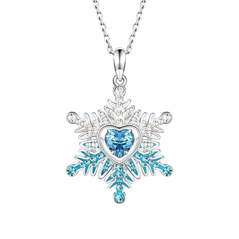 Gnoce Blue Snowflake Necklaces