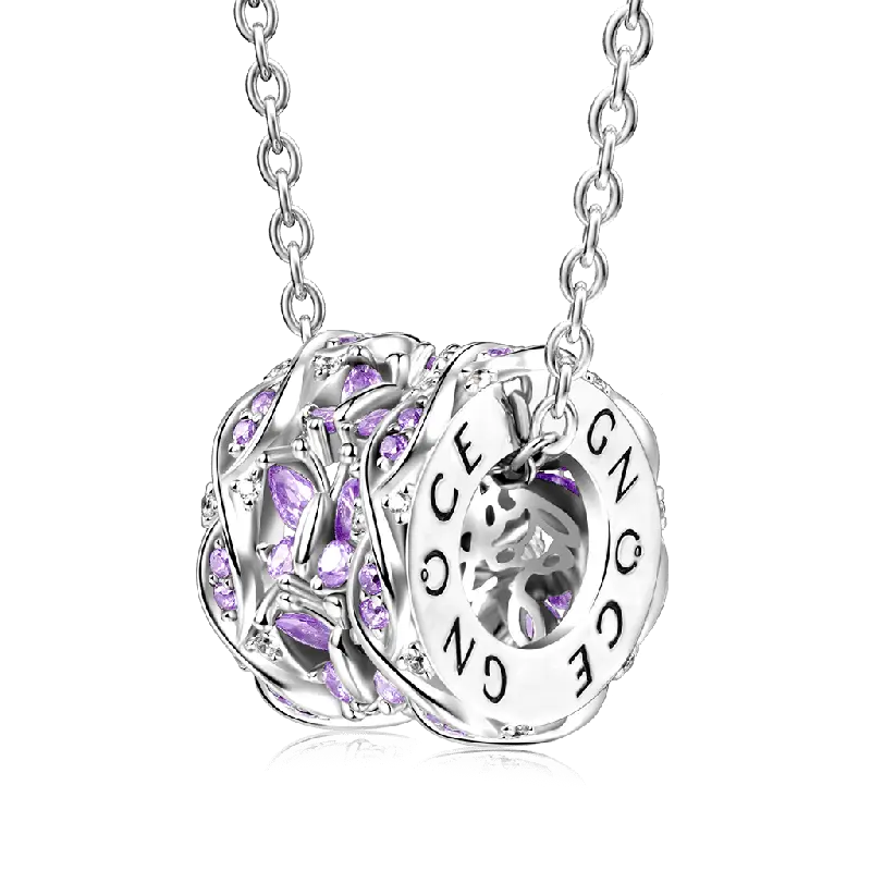 Gnoce Purple Butterfly Pendant Necklaces