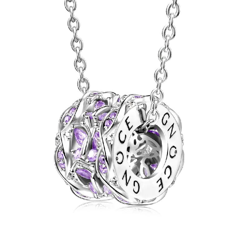 Gnoce Purple Butterfly Pendant Necklaces