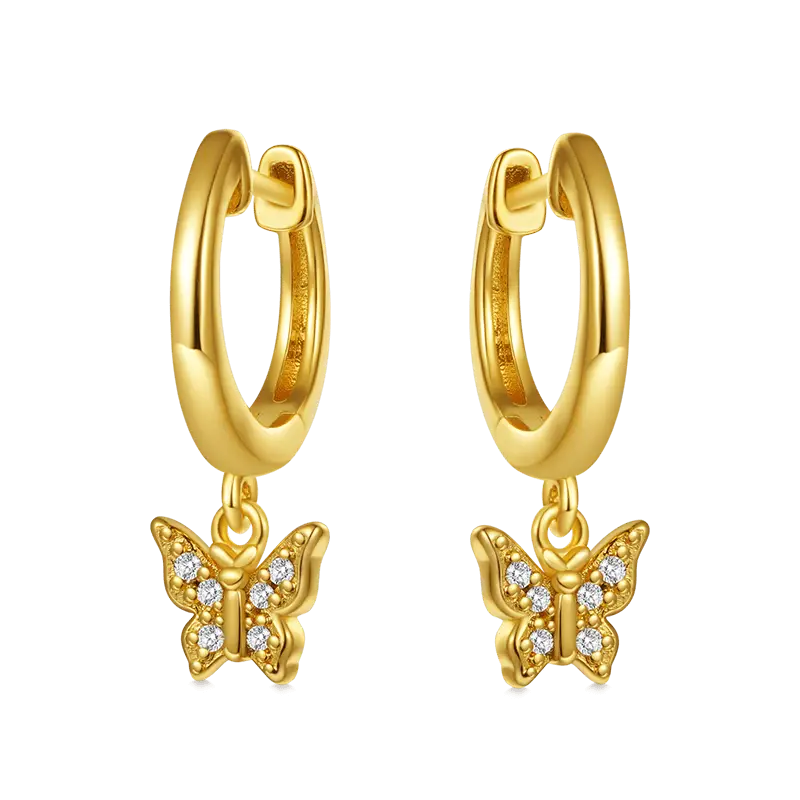 Gnoce Butterfly Drop Hoop Earrings
