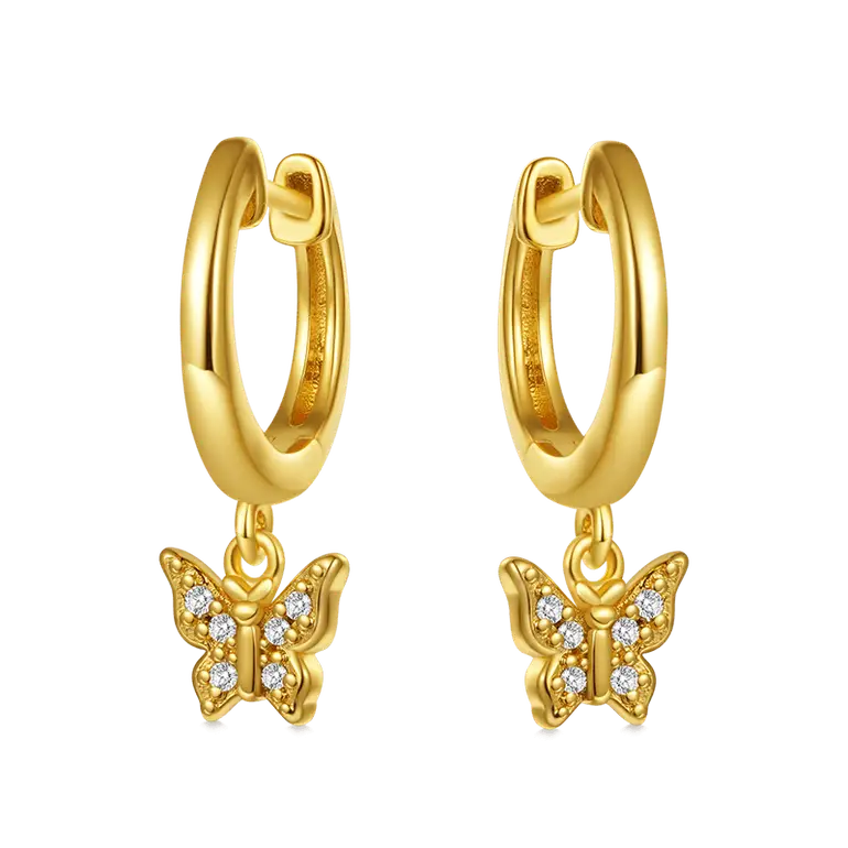 Gnoce Butterfly Drop Hoop Earrings