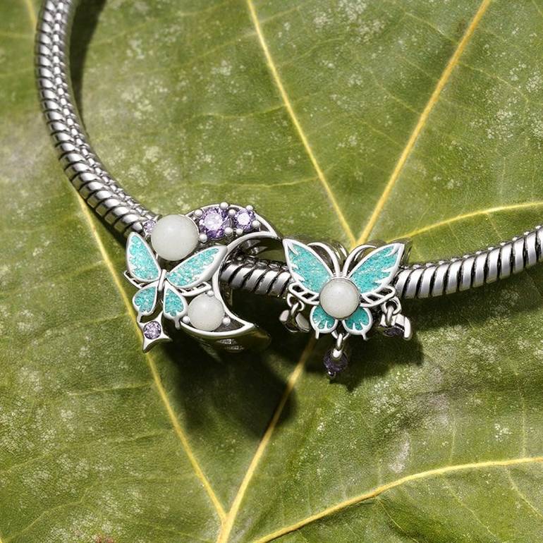 Gnoce Glow-in-the-Dark Moon Butterfly Charm