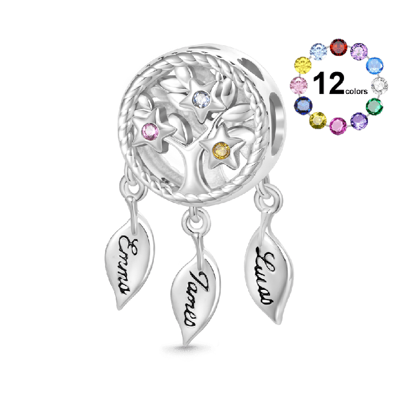 Gnoce Engravable Dream&nbsp;Catcher Tree of Life Birthstone Charm
