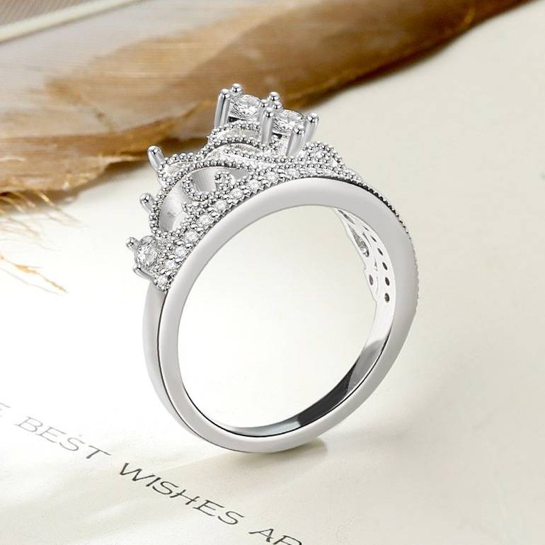 Women's Ring Princess Tiara Crown Ring Party Jewelry Sterling Silver