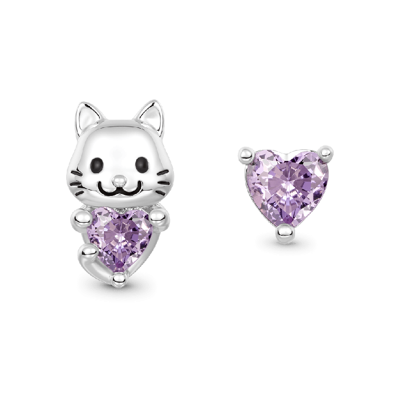 Gnoce Pet Cat Embrace Love Stud Earrings