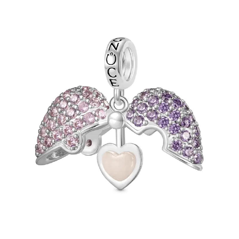 Gnoce Engravable Heart Locket Glow-in-the-Dark Pendant Dangle Charm