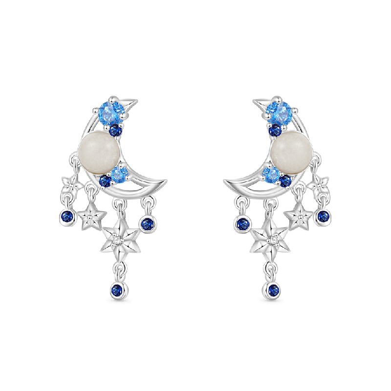 Gnoce Sparkling Glow-in-the-Dark Moon Stud Earrings