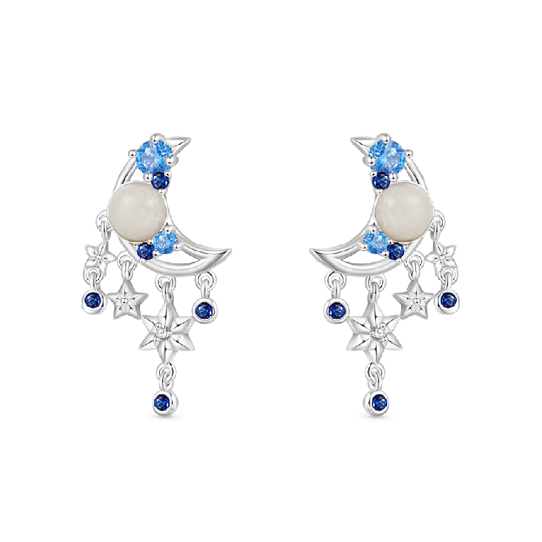 Gnoce Sparkling Glow-in-the-Dark Moon Stud Earrings