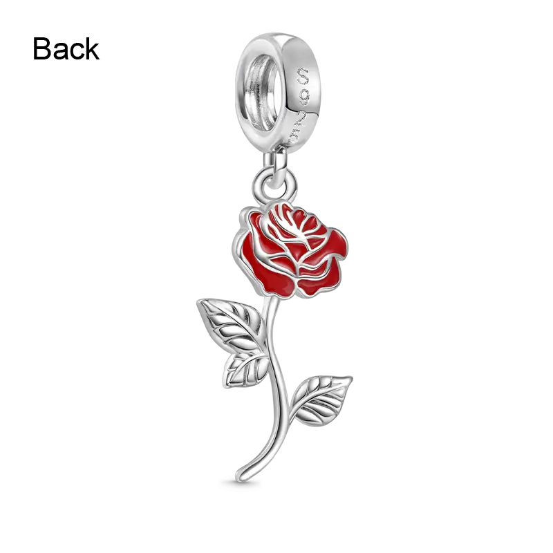 Gnoce Red Rose Flower Pendant Dangle Charm