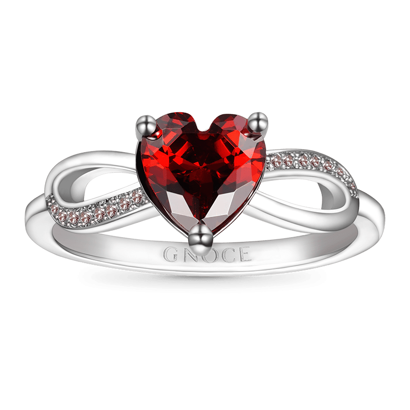 Gnoce Sparkling Birthstone Infinity Love Heart Ring