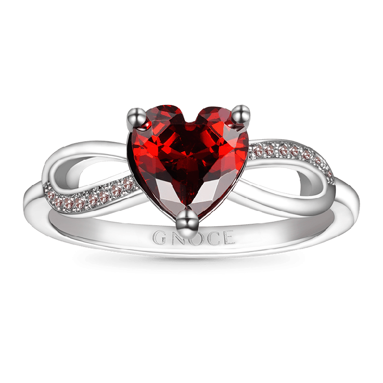 Gnoce Sparkling Birthstone Infinity Love Heart Ring