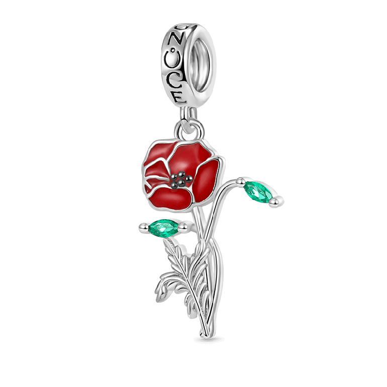 Gnoce Red Poppy Flower Pendant Dangle Charm