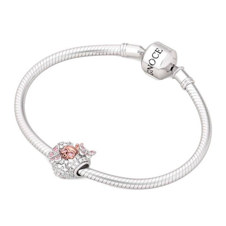 925 Sterling Silver Skull Queen with Pink CZ Stones of Butterfly Charm