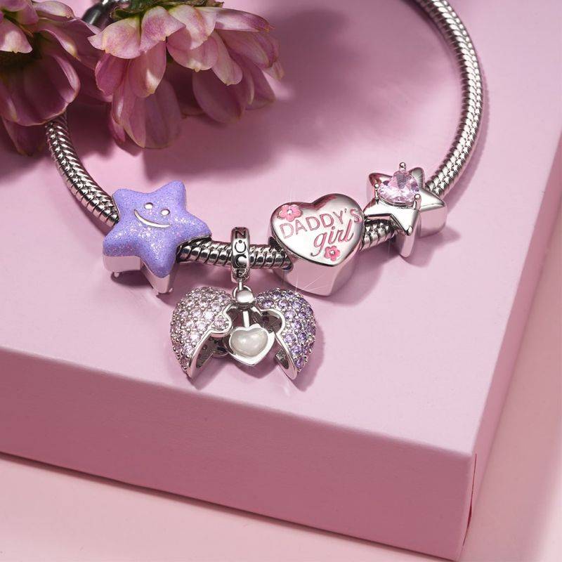 Gnoce Engravable Heart Locket Glow-in-the-Dark Pendant Dangle Charm