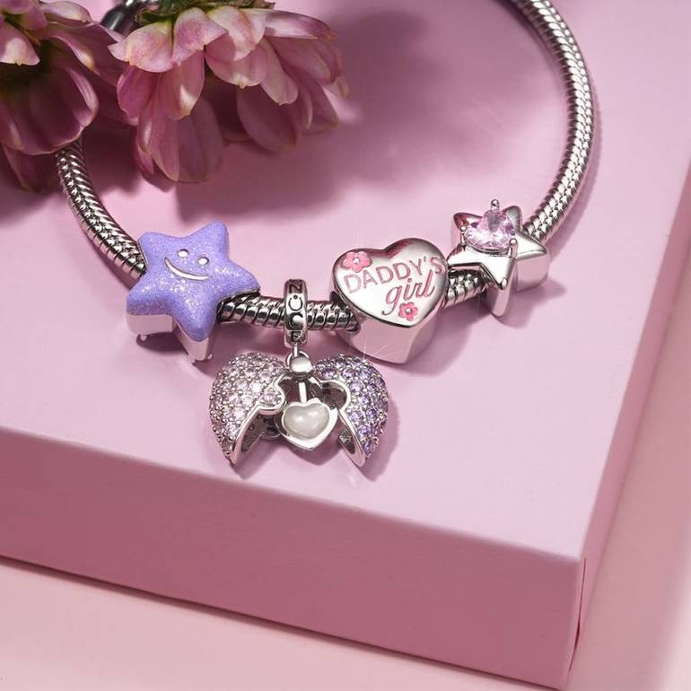 Gnoce Engravable Heart Locket Glow-in-the-Dark Pendant Dangle Charm