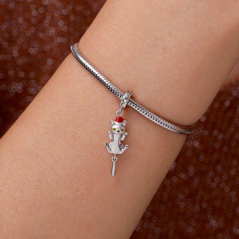 Gnoce Christmas Cute Cat Pendant Dangle Charm