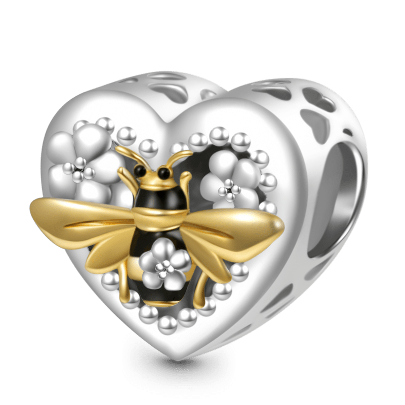 Gnoce Dancing Honey Bee Heart Charm