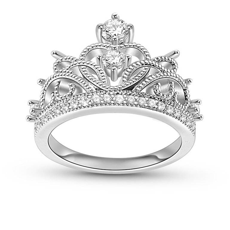 Women's Ring Princess Tiara Crown Ring Party Jewelry Sterling Silver