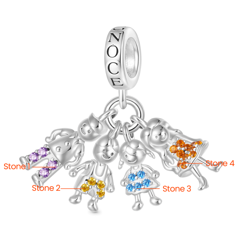 Gnoce Mother's Day Idea Family Portrait Birthstone Pendant Dangle Charm