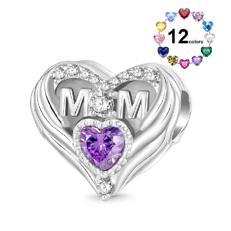 Gnoce Mother's Day Heart Birthstone Charm