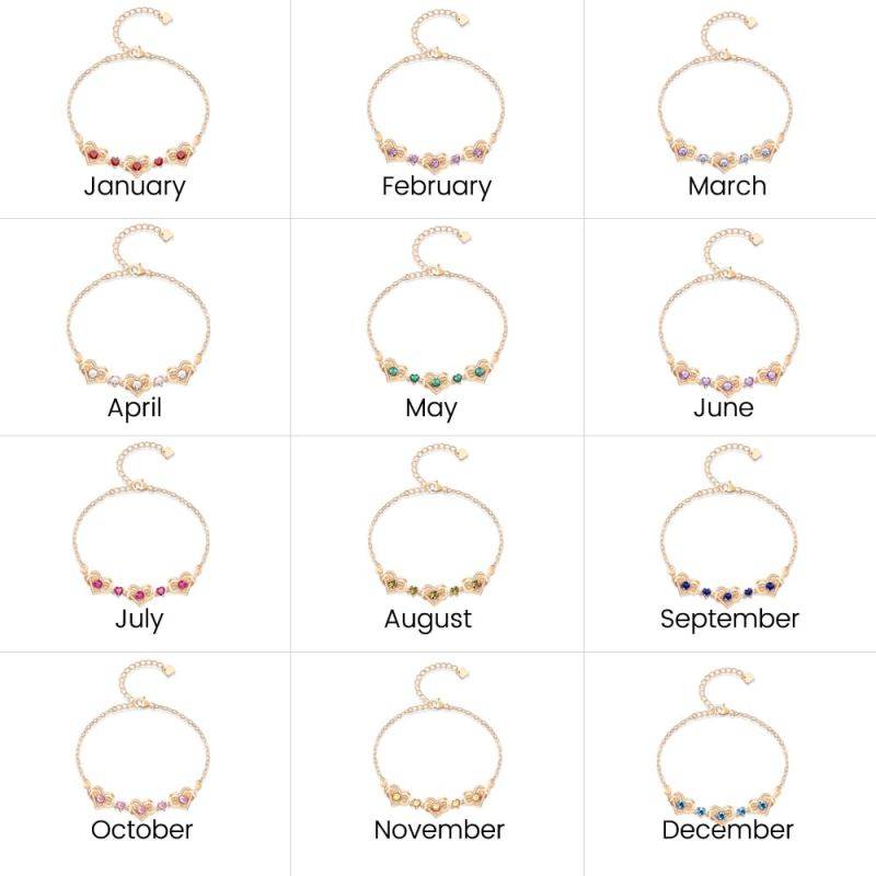 Gnoce Rose Gold Infinite Love Heart Birthstone Bracelets