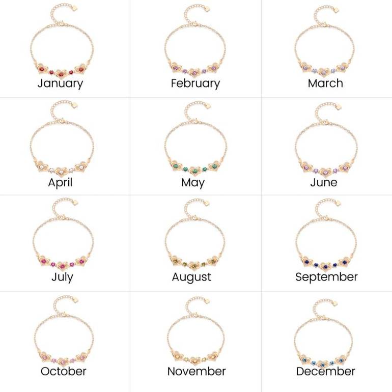 Gnoce Rose Gold Infinite Love Heart Birthstone Bracelets