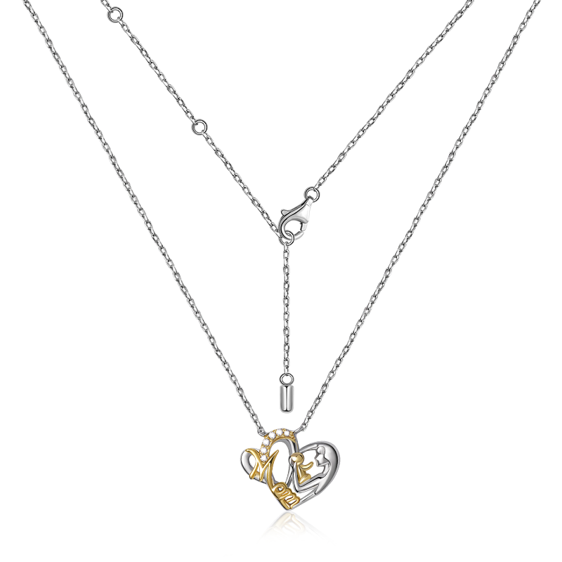 Mom Hugs Baby Necklaces Sterling Silver 18K Gold Plated Mother's Day Gift