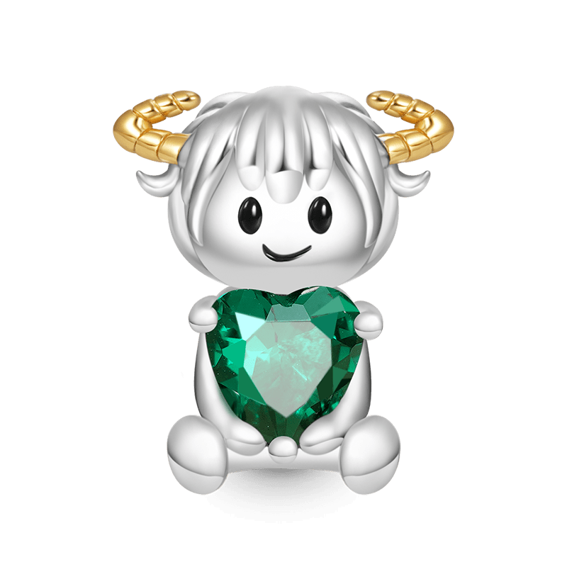 Gnoce Taurus Zodiac Sign Embraces Heart Gem Charm