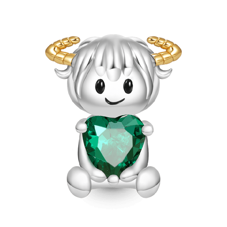 Gnoce Taurus Zodiac Sign Embraces Heart Gem Charm