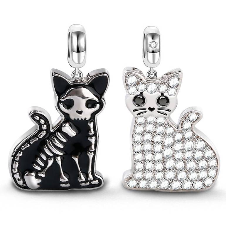 Schrodinger'S Cat Charm 925 Sterling Silver Pendant For Braceletss