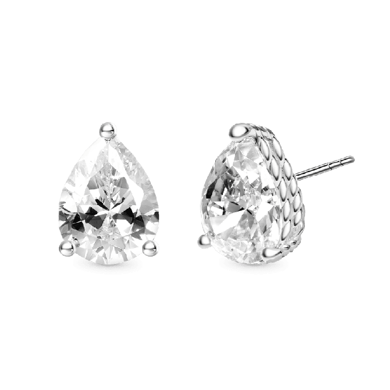 Gnoce Pear Cut Twisted Rope Studs Earrings