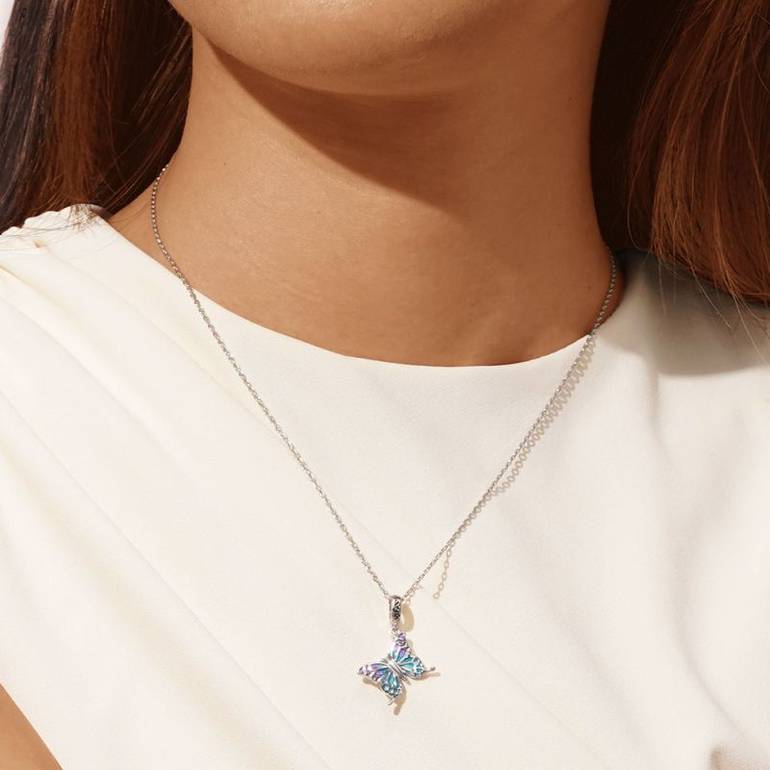 Gnoce Blue-violet Butterfly Pendant Dangle Charm