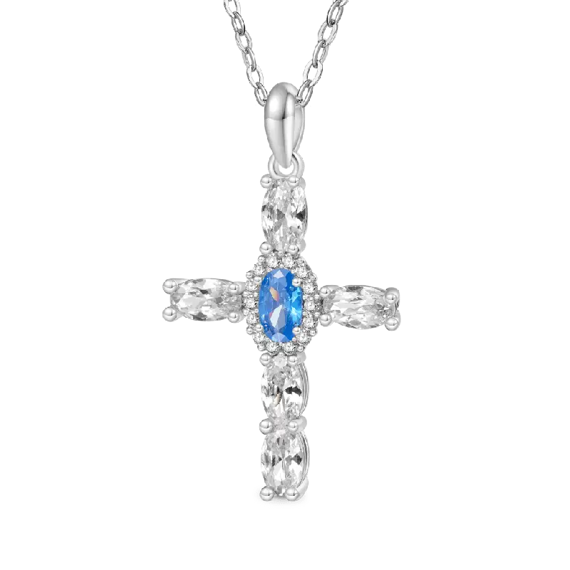 Gnoce Elegant Cross Birthstone Necklaces