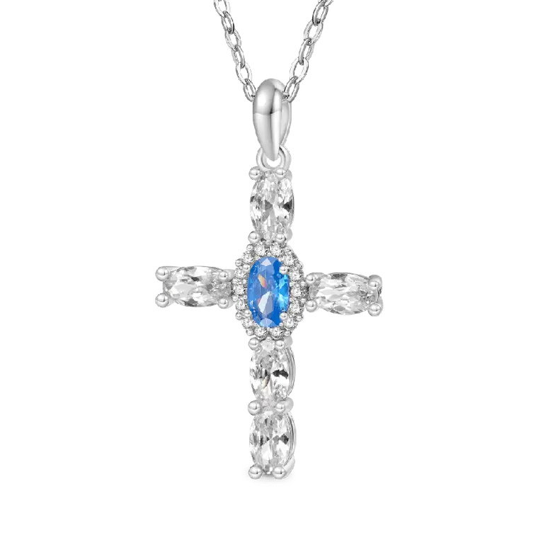 Gnoce Elegant Cross Birthstone Necklaces