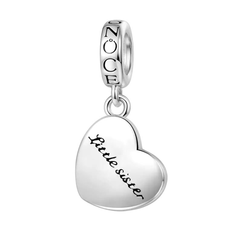 Gnoce Little Sister & Big Sister Heart Pendant Dangle Charm