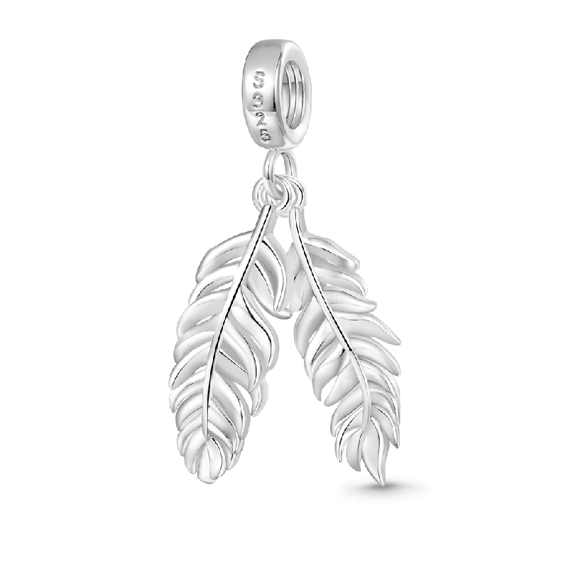 Gnoce Silver Feather Turquoise Pendant Dangle Charm