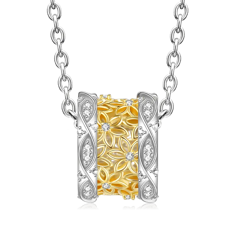 Gnoce Hollow Flower Gems Pendant Necklaces