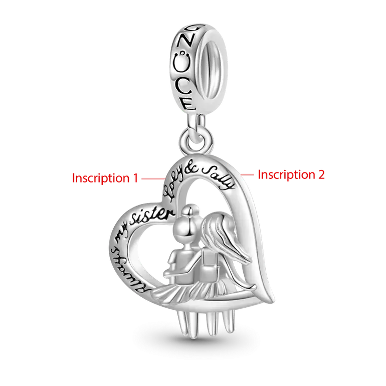 Gnoce Sister Love Heart Engravable Pendant Dangle Charm