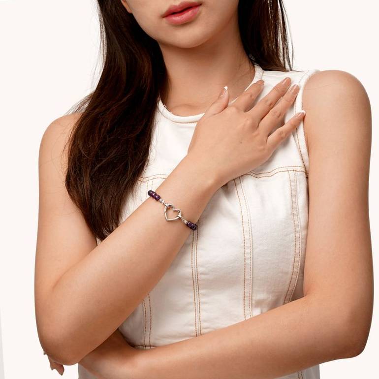 Gnoce Amethyst Energy Beaded Stretch Bracelets