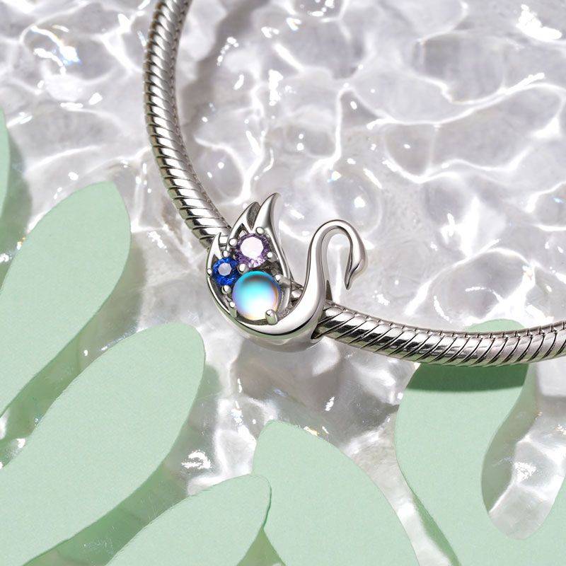 Gnoce MoonStone Swan Charm