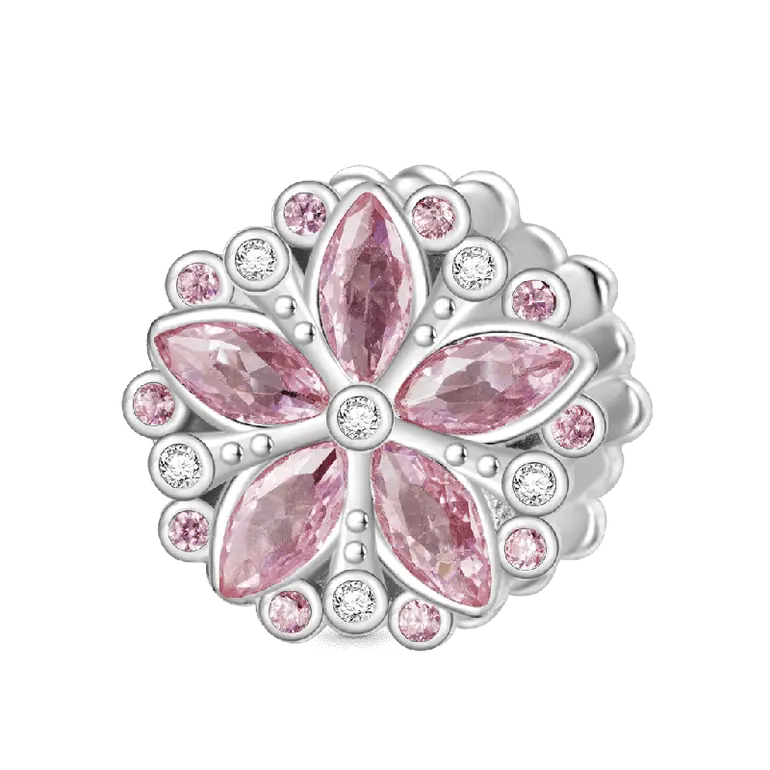 Gnoce Delicate Pink Gemstone Flower Charm