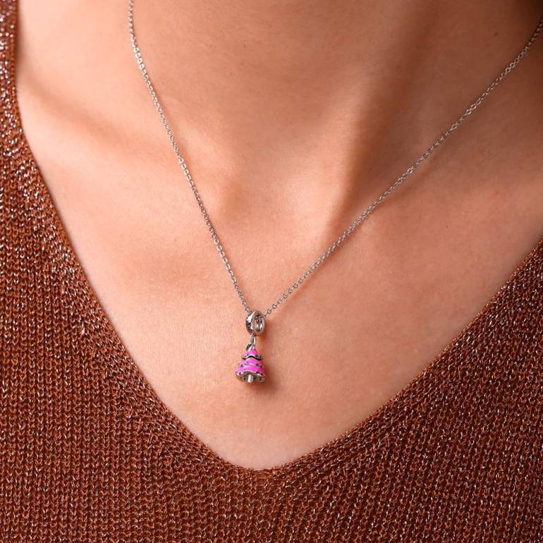 Gnoce Openable Surprise Christmas Pink Tree Pendant Dangle Charm