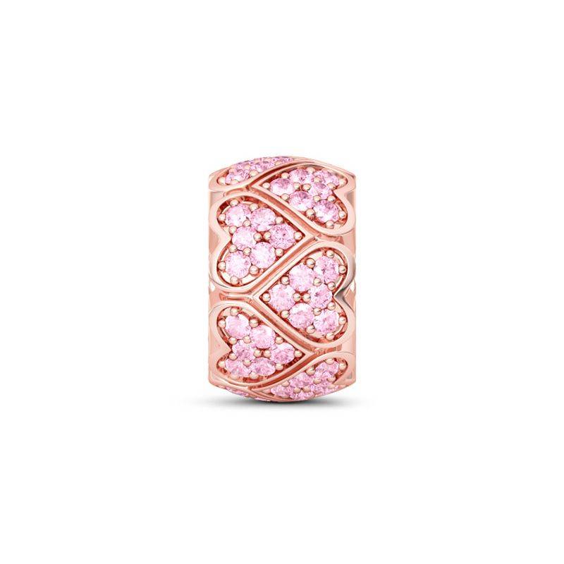 18K Rose Gold Heart Shape Stopper Sterling Silver
