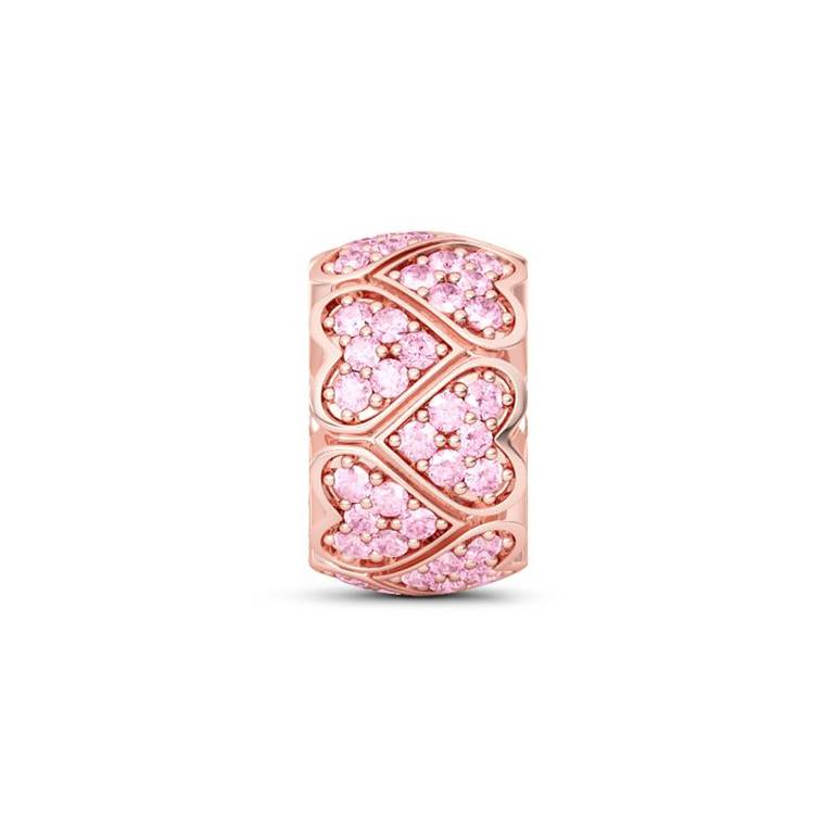 18K Rose Gold Heart Shape Stopper Sterling Silver