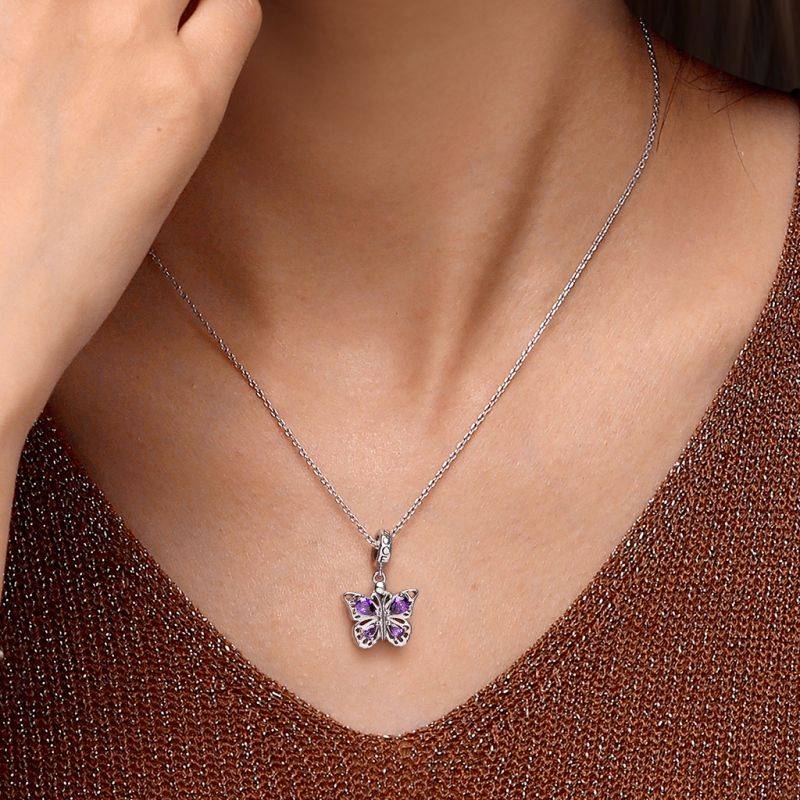 Gnoce Openable Purple Butterfly Engravable Pendant Dangle Charm