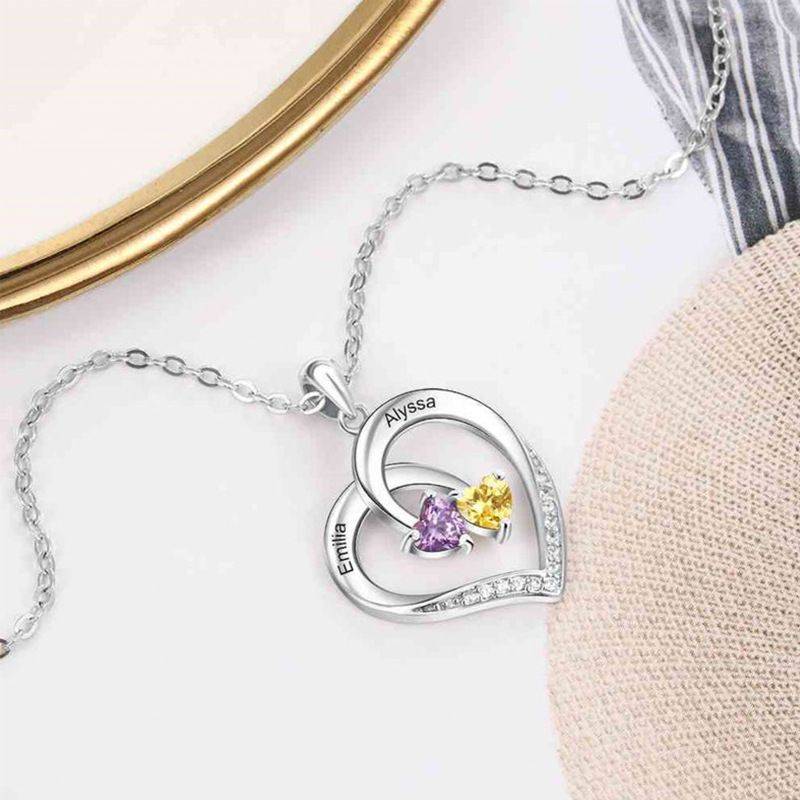 Gnoce Smart Heart Engravable Birthstone Necklaces