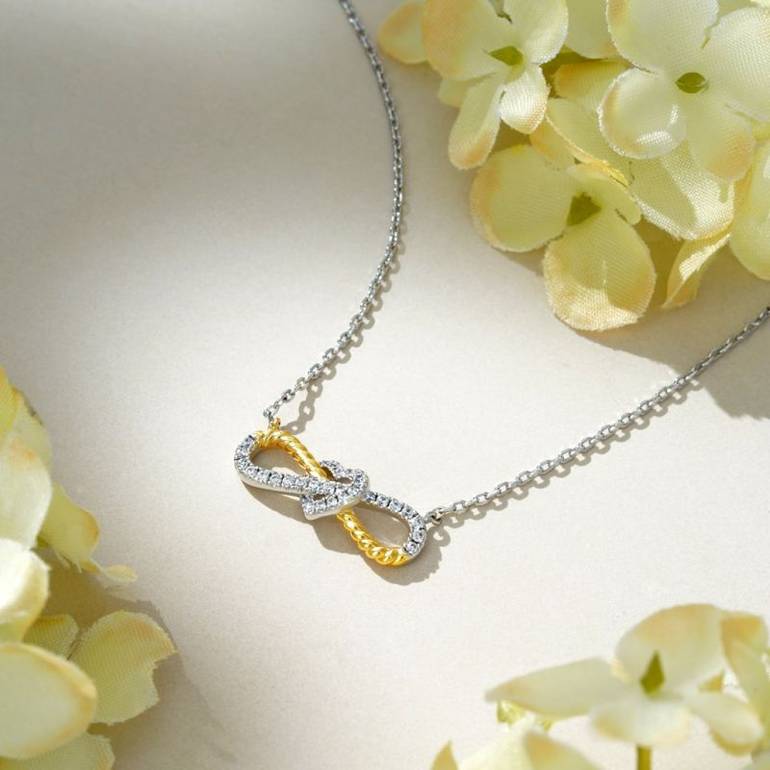 Gnoce Two-tone Infinity & Heart Twisted Rope Necklaces