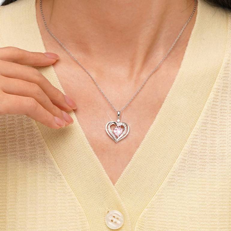 Gnoce Forever Love Heart Birthstone Necklaces