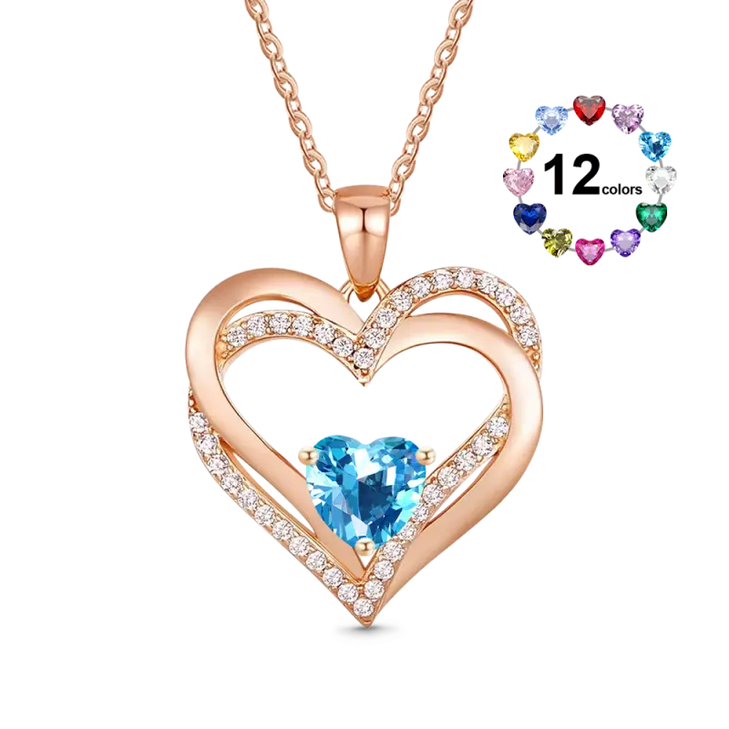 Gnoce Birthstone Heart Necklaces