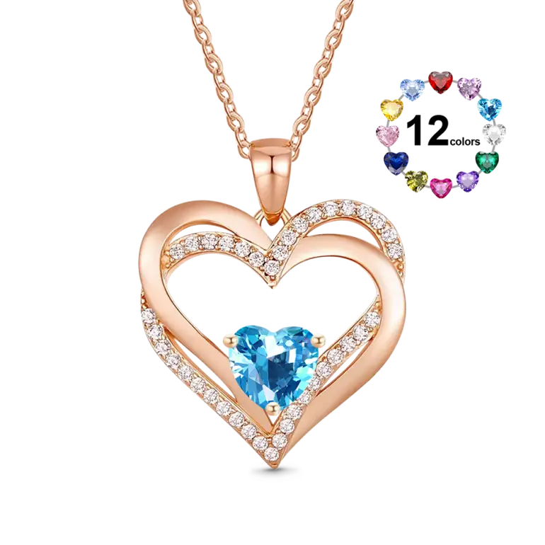 Gnoce Birthstone Heart Necklaces